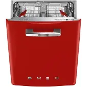 Smeg 50s Style Geschirrspüler Mit Drittem Rack 13 Anzahl Maßgedecke Rot 60 cm / EU Plug 220V Rot 60 cm