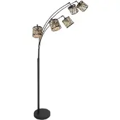Mexlite Stehlampe - natürlich schwarz - Sumba - bambus metall - bogenlampe - E14 - 4493ZW -