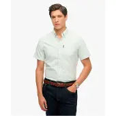 Superdry für Herren. M4010944A Grünes Oxford-Hemd (S), Lässig, Baumwolle, Kurzarm