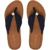Tommy Hilfiger TH Monogram Plaque Hemp Flip-Flops, Weiblich, Erwachsener, Flip-Flops, Blau, Space blue, 1 Stück(e)