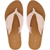 Tommy Hilfiger Zehentrenner "TH LTR FOOTBED SUMMER SANDAL", Damen, Gr. 36, rosa (rose), Textil, Basic, Schuhe Zehentrenner, Sommerschuh, Strandschuh, Dianette, Flat mit Logoemblem