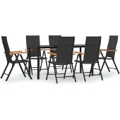 Syfax 7-tlg. Garten-Essgruppe Schwarz und Braun Poly Rattan