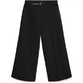 Vero Moda Anzughose "VMELMA HW WIDE CULOTTE BELT PANT NOOS", Damen, Gr. XS (34), Länge 32, schwarz, Web, Obermaterial: 95% Polyester, 5% Elasthan, unifarben, 7/8-Länge, Hosen Anzughose