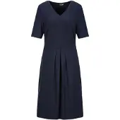 Goldner Jerseykleid "Kurzgröße Viskosekleid mit Kellerfalten" Ohne Taschen stretchbequemer Viskosejersey