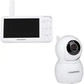 Grundig Video Babyphone mit Kamera Babyfon mit 5 Zoll Farbbildschirm Baby Monitor mit Nachtsicht, Temperaturanzeige und Talkback-Funktion Weiß
