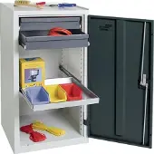 Stumpf & Kossendey Werkzeug-/Beistellschrank H1000xB500xT500 mm 2 Schubladen, 1 Boden lichtgrau/anthrazitgrau