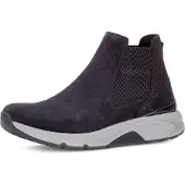 Gabor Chelseaboots ROLLINGSOFT, Damen, Gr. 37, blau (nachtblau), Elastischer Einsatz, Veloursleder, Schuhe Chelseaboots, Plateau, High Top-Sneaker, Schnürschuh mit Grip-Profil