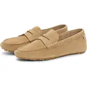 Tommy Hilfiger Suede Driver Loafer Damenschuhe Mokassin Beige Freizeit