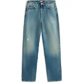 Tommy Hilfiger Straight-Jeans TOMMY JEANS "KIRA MR SLIM STR CBF BJ2032", Damen, Gr. 26, Länge 32, blau (denim medium), Denim/Jeans, Obermaterial: 100% Baumwolle, unifarben, slim fit, Jeans Straight-Jeans