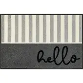 Wash & dry Fußmatte "Hello Stripes", grau, B:50cm H:7mm L:75cm, Polyamid, BY KLEEN-TEX, Teppiche, Fußmatte