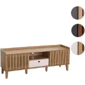 Mendler TV-Rack HWC-M48, Lowboard TV-Schrank, Schiebetür 56x150x40cm natur, Schublade weiß