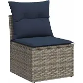 vidaXL 8-teiliges Gartensofa-Set mit Kissen, grau, Polyrattan
