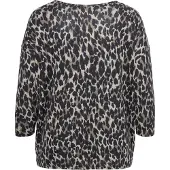 ONLY 3/4-Arm-Shirt "CARALBA 3/4 TOP", Damen, Gr. S, braun (braun leo), Jersey, Obermaterial: 95% Polyester, 5% Elasthan, figurumspielend kniefrei, Rundhals, Shirts 3/4-Arm-Shirt