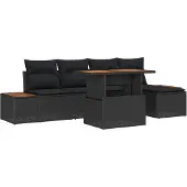 vidaXL Gartensofa-set 6 stk. Schwarz und Braun