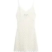 Superdry für Damen. W8011606A Kurzes Häkelkleid mit Trägern in Gebrochenem Weiß (XL), Lässig, Häkeln, Ärmellos / Hosenträger