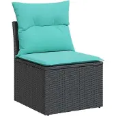 vidaXL 6-teiliges Gartensofa-Set mit Kissen, schwarzes Polyrattan