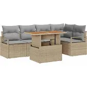 vidaXL Gartensofa-set 6 stk. 5-Sitzanzahl Beige und Grau