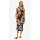 Superdry für Damen. W8011848A Navyfarbenes Zickzack-Midi-Strickkleid (M), Lässig, Viskose, Ärmellos / Hosenträger, Marine