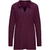 Goldner Langarmshirt "Kurzgröße Halbarm Blusenshirt mit Hemdkragen" Biesen