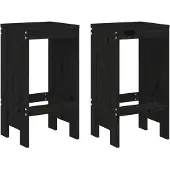 Syfax Barhocker 2 Stk. Schwarz 40x36x75 cm Massivholz Kiefer