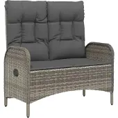 vidaXL 4-tlg. Garten-Essgruppe mit Kissen Grau Poly Rattan