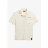 Superdry für Herren. M4010938A Merchant Suika Hemd off-white (XXL), Weiß, Lässig, Baumwolle, Kurzarm