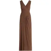 Vera Mont Abendkleid "Abendkleid mit V-Ausschnitt", Damen, Gr. 46, EURO, braun (braun diamond), Obermaterial: 92% Polyamid PA. 8% Elasthan EL., Kleider Abendkleid