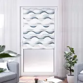 K-Home Doppelrollo "Wellen Design" Lichtschutz Sichtschutz ohne Bohren freihängend Bedruckt mit Muster