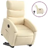vidaXL Relaxsessel mit Aufstehhilfe Elektrisch Creme Stoff