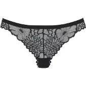LASCANA String , Damen, Gr. 32/34, blau (schwarz), Spitze, Obermaterial: 90% Polyamid, 10% Elasthan, unifarben, Unterhosen String, aus floraler Spitze, elastisches Material, unifarbenes Design
