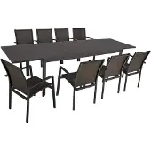 Garden Pleasure Garten-Essgruppe "NEREA", grau (anthrazit, anthrazit, anthrazit), B:300cm H:89cm T:200cm, Aluminium, Glas, Kunststoff, Sitzmöbel-Sets, Garten-Essgruppe, mit ausziehbarem Tisch