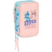 Disney Stitch Gefülltes Dreifach-Federmäppchen 37 Teile, Ohana
