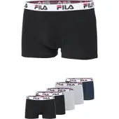 FILA Boxer "MAN BOXER SHORTS", Herren, Gr. M, blau (grau, navy, schwarz), Obermaterial: 95% Baumwolle, 5% Elasthan, körpernah, Unterhosen Boxer, mit Logobund