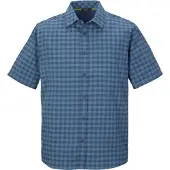 Killtec Funktionshemd "KOS 368 MN WVN SHRT", Herren, Gr. L, Normalgrößen, blau (stahlblau), Obermaterial: 100% Polyester, Hemden Funktionshemd, Atmungsaktiv, schnelltrocknend, wasserabweisend