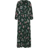 Zero Chiffonkleid "Maxikleid langarm mit Blumen", Damen, Gr. 36, EURO, grün (dunkelgrün, pink), Obermaterial: 100% Polyester PES., Kleider Chiffonkleid