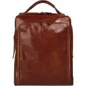 Piké Klassischer Damen Stadtrucksack cognac mit 2 großen Hauptfächern und Handyfach