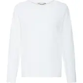 Oxmo Sweatshirt "Langarmshirt OXNPubby", Damen, Gr. XS, weiß (cloud dancer), Obermaterial: 47% Baumwolle CO. 47% Modal CMD. 6% Elasthan EL., Sweatshirts Sweatshirt