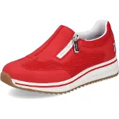 Rieker Damen Sneaker Low Top mit Reißverschluss extra weit Wechselsohle L5854, Größe:39 EU, Farbe:Rot