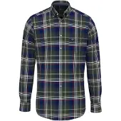 FYNCH-HATTON Langarmhemd , Herren, Gr. XL, N-Gr, bunt (navy), Web, Obermaterial: 100% Baumwolle, kariert, regular fit taillenbedeckt, Manschette, Hemden Langarmhemd, mit Logo Stickerei