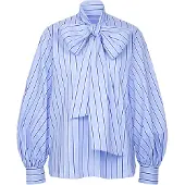 Seidensticker Schluppenbluse , Damen, Gr. L (40), blau (hellblau), 73% Baumwolle, 23% Polyamid, 4% Elasthan, gestreift, regular fit, Blusen Schluppenbluse, 1/1 Binderkragen Gestreift