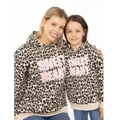 Zwillingsherz Hoodie "Sweet Heart Leo", Damen, Gr. S/M, beige, Sweatware, Obermaterial: 80% Polyester, 20% Baumwolle, Sweatshirts Hoodie, Mini-Me Leo,mit kontrastierendem Schriftzug