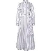 Seidensticker Blusenkleid , Damen, Gr. L (40), Normalgrößen, Langarm, weiß (blau), 59% Leinen, 24% Viskose, 17% Polyamid, gestreift, slim fit, Kleider Blusenkleid, 1/1 Kragen Gestreift