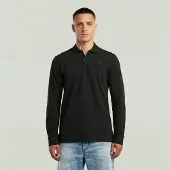 G-Star Poloshirt "Dunda Slim Polo", Herren, Gr. M, dk schwarz, Piqué, Obermaterial: 95% Baumwolle, 5% Elasthan, unifarben, slim fit, angesetztes Bündchen, Shirts Poloshirt, langärmlig, mit Logo