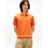 Tommy Hilfiger Herren Poloshirt Kurzarm Essential Baumwolle Knitted Dick, Orange (Brilliant Orange), L