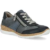 Rieker Sneaker , Mädchen, Gr. 41, dunkelblau, Lederimitat, Schuhe Sneaker, Schnürschuh, Halbschuh, Casual-Sneaker mit Reißverschluss
