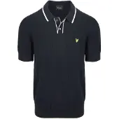 Lyle & Scott Strick Poloshirt Kontrastkante Dunkelblau