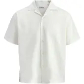 Jack & Jones Kurzarmhemd "JJEBREEZE LINEN BLEND RESORT SHIRT SS SN", Herren, Gr. XL, N-Gr, weiß, Web, Obermaterial: 70% Baumwolle, 30% Leinen, unifarben, normal, Hemden Kurzarmhemd, mit Knopfleiste