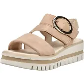 Gabor Keilsandalette , Damen, Gr. 43, beige, Ziegenveloursleder, unifarben, Schuhe Keilsandalette, Plateau, Riemchensandale mit Keilabsatz