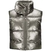 MADELEINE Kurzweste "Steppweste Sommerweste mit Glanz-Finish", Damen, Gr. 46, silber (silberfarben), Obermaterial: 100% Polyamid PA., Modern, normal, Westen Kurzweste, Wattierte Steppweste in Kurzform