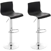 CLP 2er Set Barhocker Hover Kunststoff Mit Gaslift I Barstuhl Mit Gestell In Chrom-Optik I Höhenverstellbarer Stuhl, Farbe: schwarz